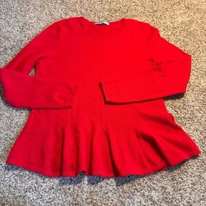 ANTONIO MELANI Cashmere Red Crew Neck Peplum Sweater - L